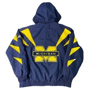 Vintage 90s Michigan Wolverines Apex One Puffer Jacket Size Med Zip Hooded